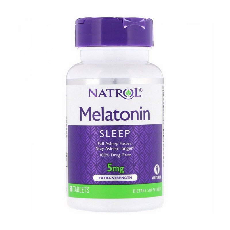 Мелатонин Natrol Melatonin 5 mg 60 таблеток,  ml, Natrol. Melatoninum. Improving sleep recovery Immunity enhancement General Health 