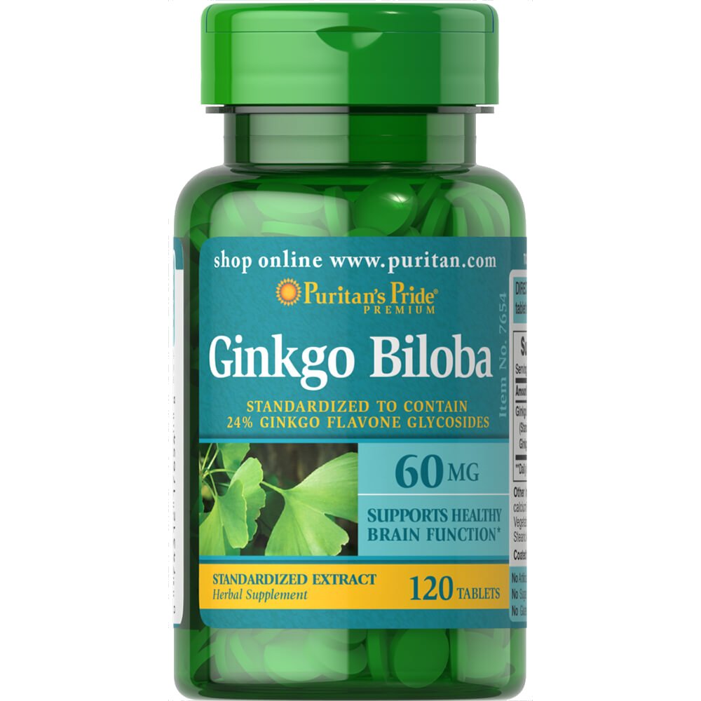 Puritan's Pride Натуральная добавка Puritan's Pride Ginkgo Biloba 60 mg, 120 таблеток, , 