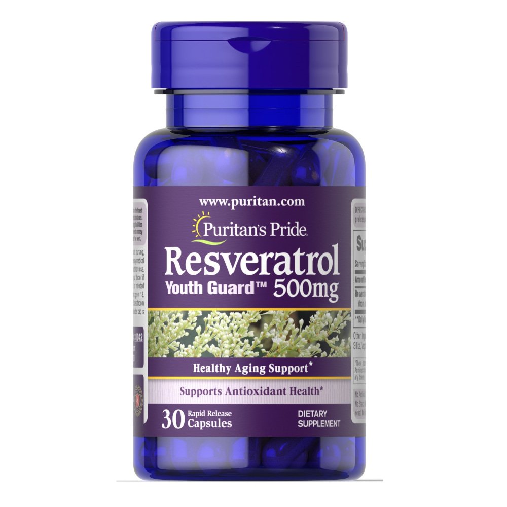 Натуральная добавка Puritan's Pride Resveratrol 500 mg, 30 капсул,  мл, Puritan's Pride. Hатуральные продукты. Поддержание здоровья 