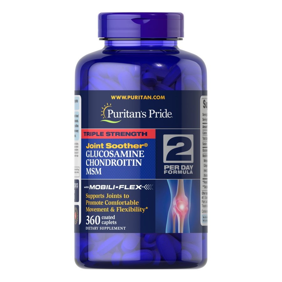 Для суставов и связок Puritan's Pride Triple Strength Chondroitin Glucosamine MSM, 360 каплет,  ml, Puritan's Pride. For joints and ligaments. General Health Ligament and Joint strengthening 