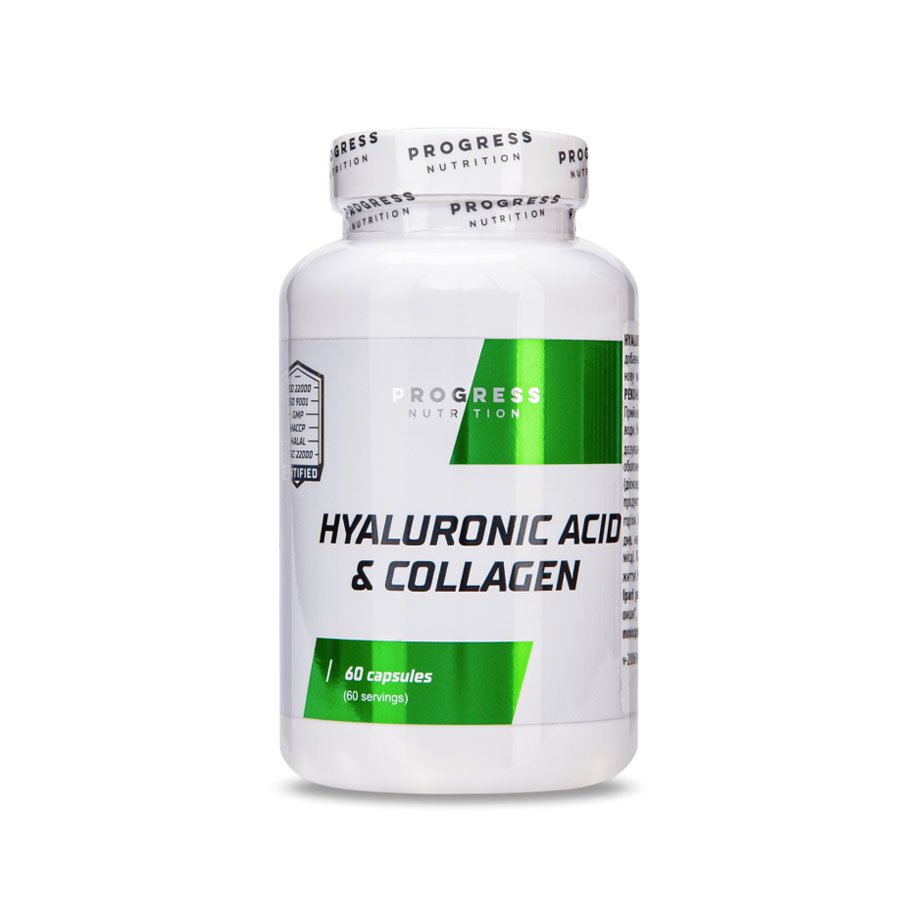 Для суставов и связок Progress Nutrition Hyaluronic acid &amp; Collagen, 60 капсул,  мл, Progress Nutrition. Хондропротекторы. Поддержание здоровья Укрепление суставов и связок 