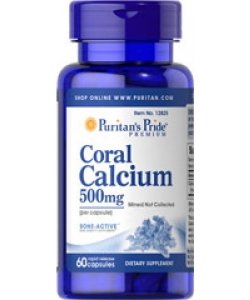 Coral Calcium 500 mg, 60 шт, Puritan's Pride. Кальций Ca. 