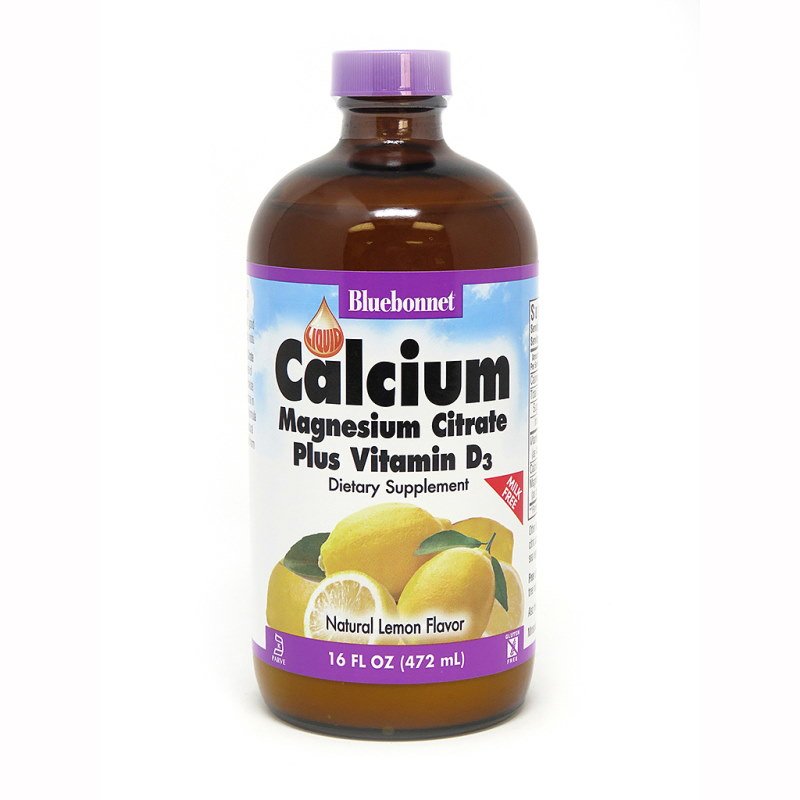 Витамины и минералы Bluebonnet Calcium Magnesium Citrate plus Vitamin D3, 472 мл Лимон,  мл, Bluebonnet Nutrition. Витамины и минералы. Поддержание здоровья Укрепление иммунитета 