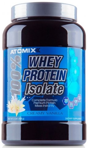 100% Whey Protein Isolate, 900 г, Atomixx. Сывороточный изолят. Сухая мышечная масса Снижение веса Восстановление Антикатаболические свойства 