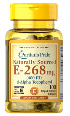 Puritan's Pride Витамин Е Puritan's Pride Naturally Sourced E-268 mg 400 IU 100 капсул, , 