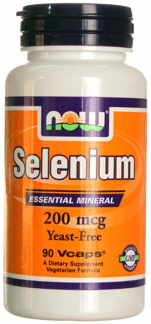 NOW Selenium 200 мкг - 180 веган кап,  мл, Now. Спец препараты. 