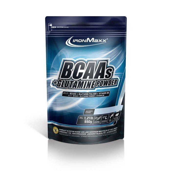 BCAA IronMaxx BCAAs + Glutamine Powder, 550 грамм - пакет Персик,  мл, Insane Labz. BCAA. Снижение веса Восстановление Антикатаболические свойства Сухая мышечная масса 