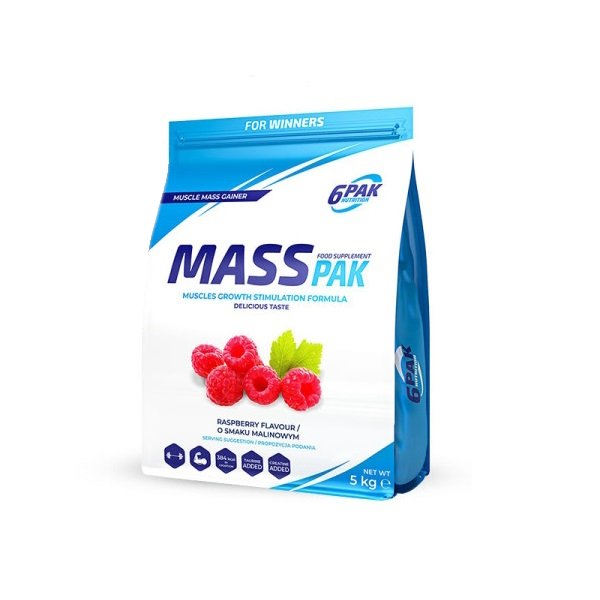 Гейнер 6PAK Nutrition Mass PAK, 5 кг Малина,  ml, 6PAK Nutrition. Gainer. Mass Gain Energy & Endurance recovery 