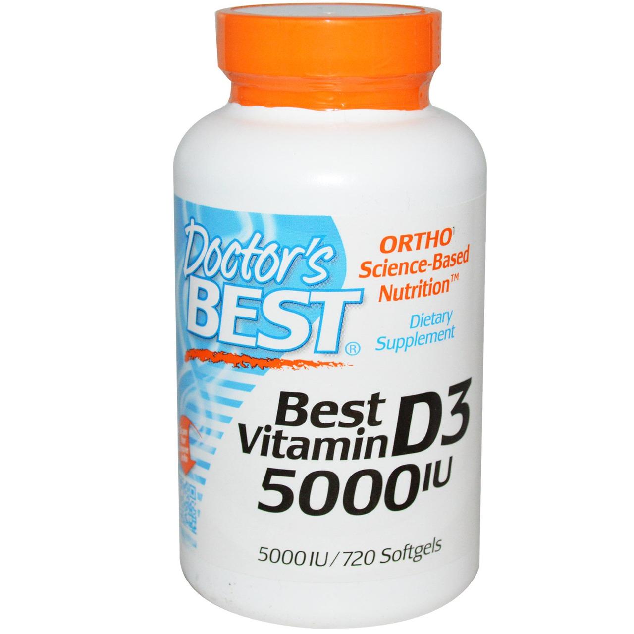 Doctor's BEST Витамин D3 5000IU, Doctor's Best, 720 желатиновых капсул, , 