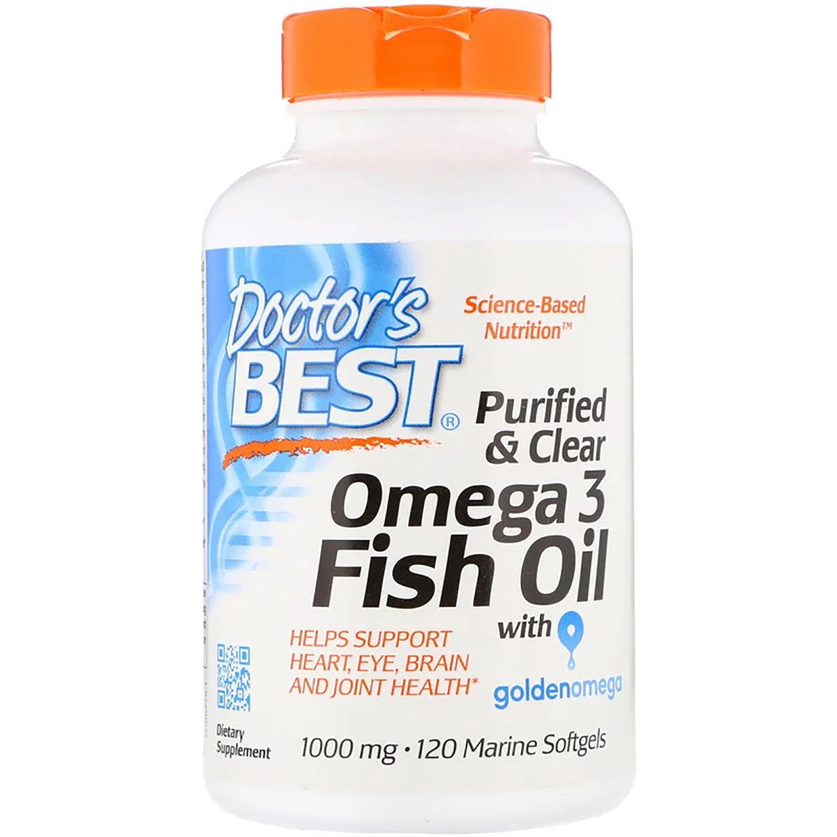 Рыбий жир Омега-3, Doctor's Best, Omega 3 Fish Oil with Goldenomega, 1000 мг, 120 капсул,  мл, Doctor's BEST. Омега 3 (Рыбий жир). Поддержание здоровья Укрепление суставов и связок Здоровье кожи Профилактика ССЗ Противовоспалительные свойства 