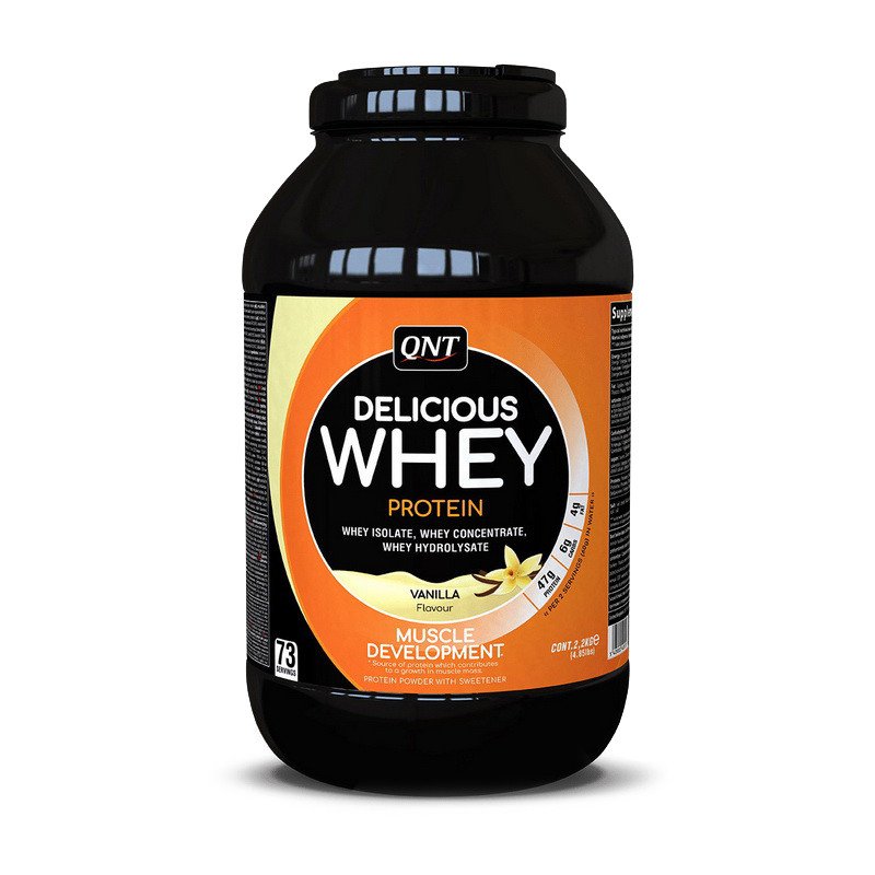 Сывороточный протеин концентрат QNT Delicious Whey Protein (2,2 кг) делишс вей creamy cookie,  ml, QNT. Whey Concentrate. Mass Gain recovery Anti-catabolic properties 