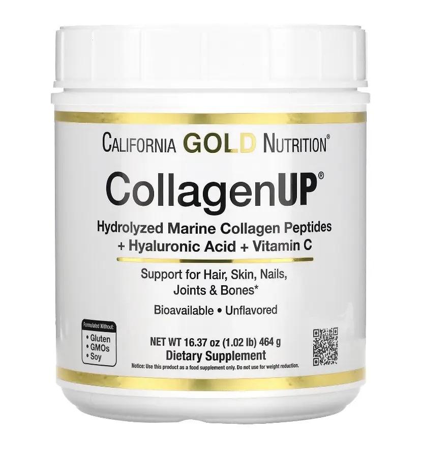 California Gold Nutrition CollagenUP Marine Hydrolyzed Collagen + Hyaluronic Acid + Vitamin C 464 g,  ml, California Gold Nutrition. Colágeno. General Health Ligament and Joint strengthening Skin health 