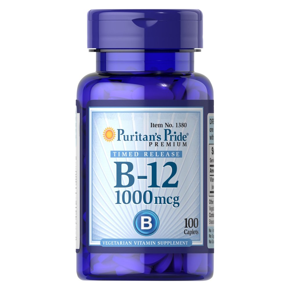 Витамины и минералы Puritan's Pride Vitamin B-12 1000 mcg Timed Release, 100 каплет,  ml, Puritan's Pride. Vitaminas y minerales. General Health Immunity enhancement 