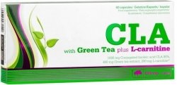 CLA with GREEN TEA plus L-CARNITINE, 60 шт, Olimp Labs. L-карнитин. Снижение веса Поддержание здоровья Детоксикация Стрессоустойчивость Снижение холестерина Антиоксидантные свойства 