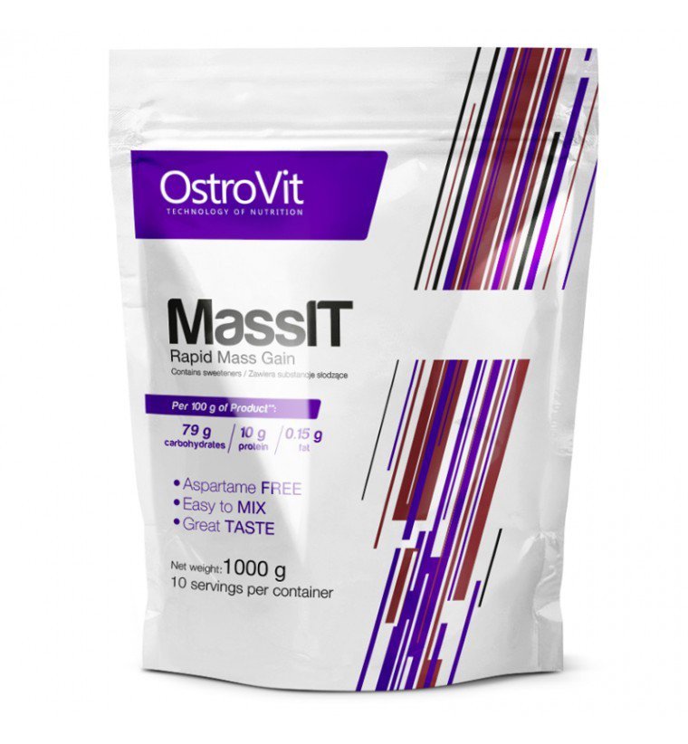 Ostrovit Mass IT 1000 g (Strawberry),  мл, OstroVit. Гейнер. Набор массы Энергия и выносливость Восстановление 