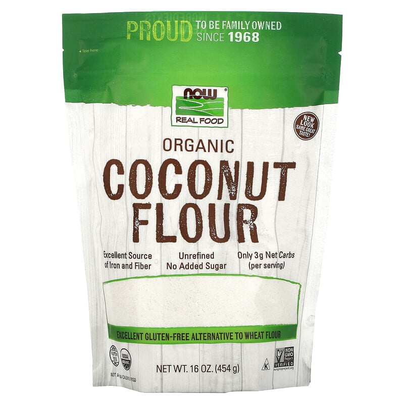 Заменитель питания NOW Real Food Organic Coconut Flour, 454 грамм,  ml, Now. Meal replacement. 