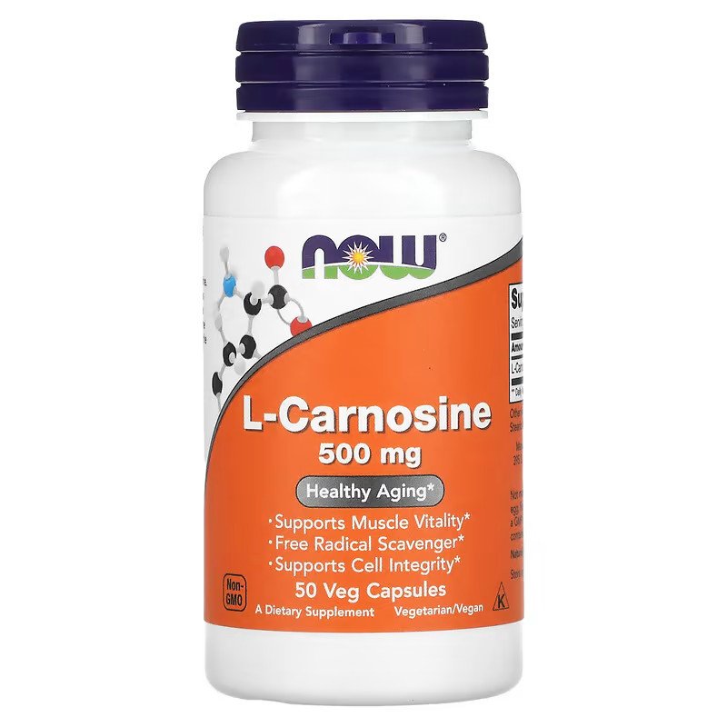 Аминокислота NOW L-Carnosine 500 mg, 50 вегакапсул,  мл, Now. Аминокислоты. 