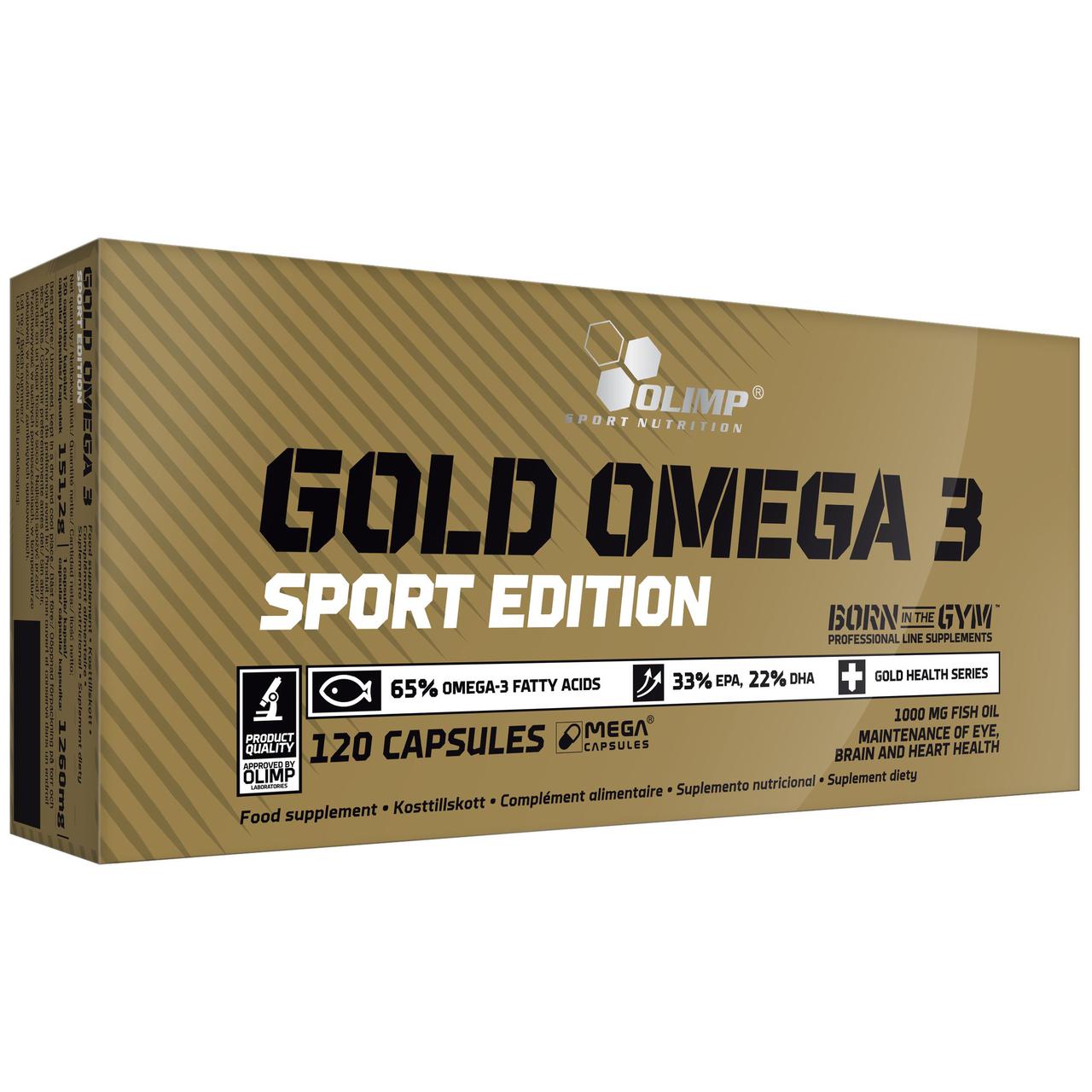 Gold omega 3 65% Sport Edition Olimp Labs 120 caps,  мл, Olimp Labs. Омега 3 (Рыбий жир). Поддержание здоровья Укрепление суставов и связок Здоровье кожи Профилактика ССЗ Противовоспалительные свойства 