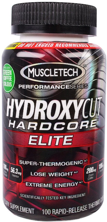 Жиросжигатель MuscleTech Hydroxycut Hardcore Elite Yohimbe (100 капс) мускултеч,  мл, MuscleTech. Жиросжигатель. Снижение веса Сжигание жира 