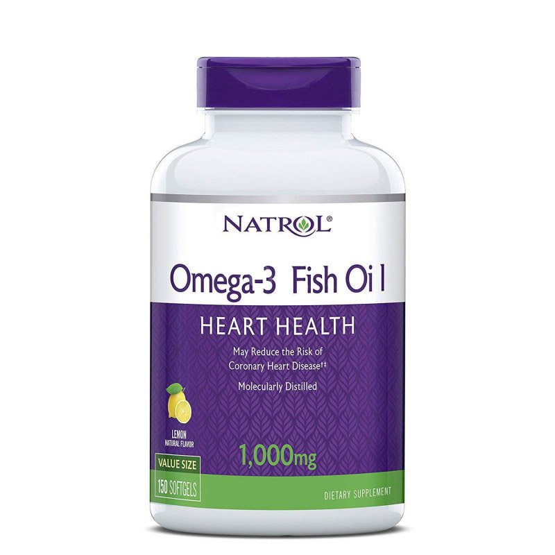 Жирные кислоты Natrol Omega-3 1000mg, 150 капсул,  ml, Natrol. Omega 3 (Fish Oil). General Health Ligament and Joint strengthening Skin health CVD Prevention Anti-inflammatory properties 