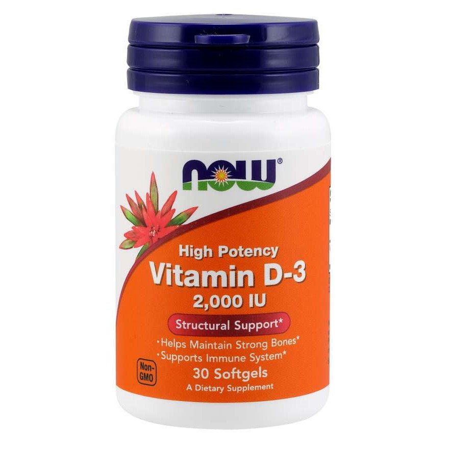 Витамины и минералы NOW Vitamin D3 2000 IU, 30 капсул,  ml, Now. Vitamins and minerals. General Health Immunity enhancement 