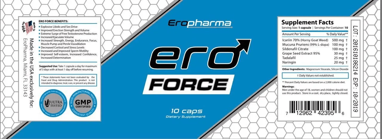 CORE LABS  Eropharma EROFORCE 10 шт. / 10 servings,  ml, Core Labs. Testosterone Booster