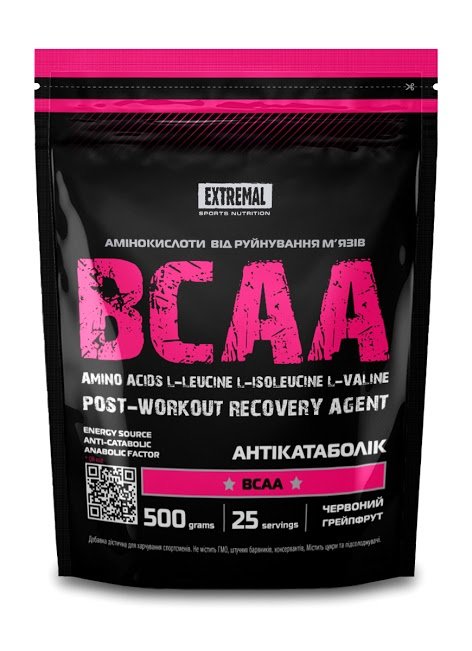 BCAA, 500 г, Extremal. BCAA. Снижение веса Восстановление Антикатаболические свойства Сухая мышечная масса 