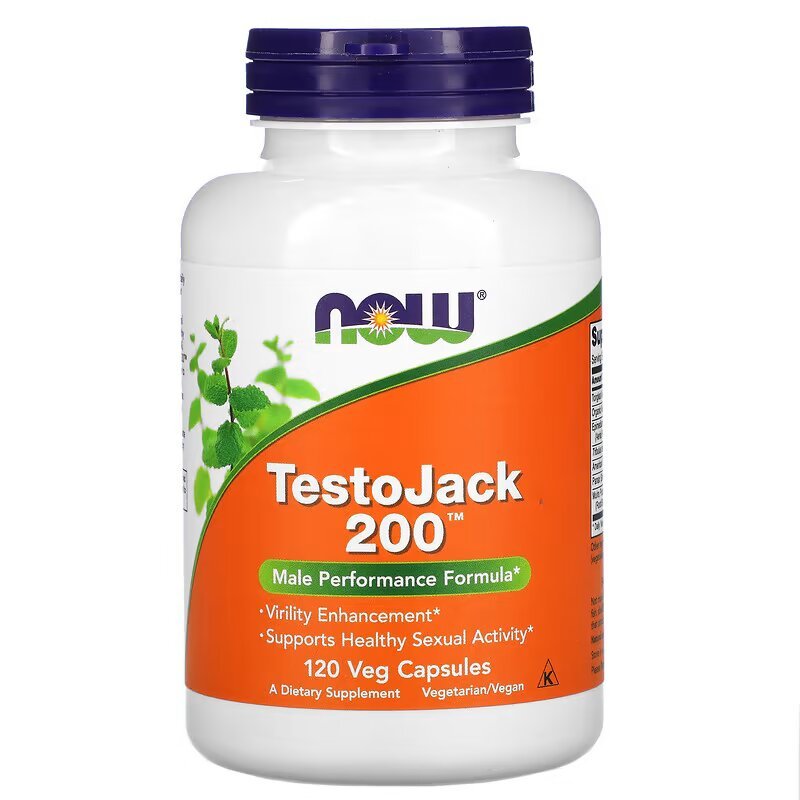 Стимулятор тестостерона NOW Testo Jack 200, 120 вегакапсул,  ml, Now. Testosterone Booster. General Health Libido enhancing Anabolic properties Testosterone enhancement 