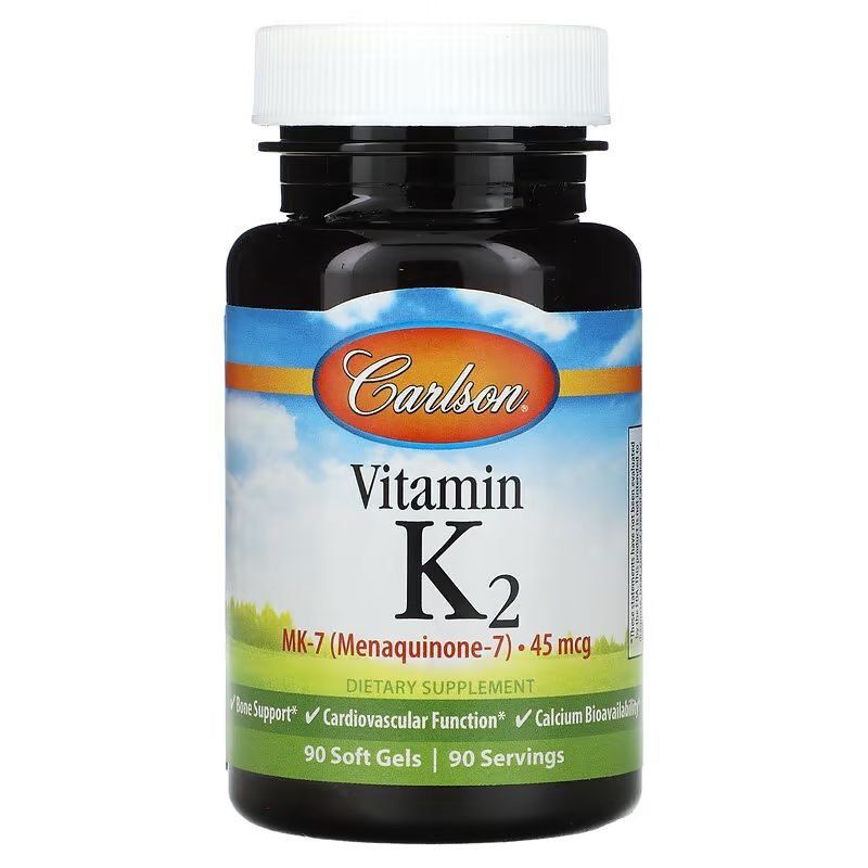 Витамины и минералы Carlson Labs Vitamin K2 MK-7 45 mcg, 90 капсул,  мл, Carlson Labs. Витамины и минералы. Поддержание здоровья Укрепление иммунитета 
