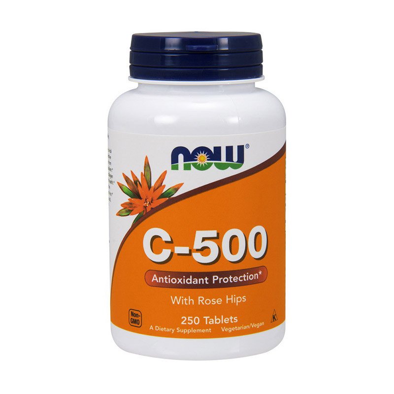 Витамин C Now Foods C-500 with Rose Hips (250 таб) нау фудс,  мл, Now. Витамин C. Поддержание здоровья Укрепление иммунитета 