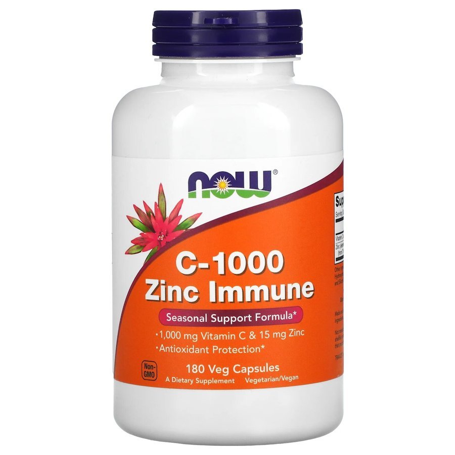 Витамины и минералы NOW Vitamin C-1000 &amp; Zinc Immune, 180 вегакапсул,  мл, Now. Витамины и минералы. Поддержание здоровья Укрепление иммунитета 