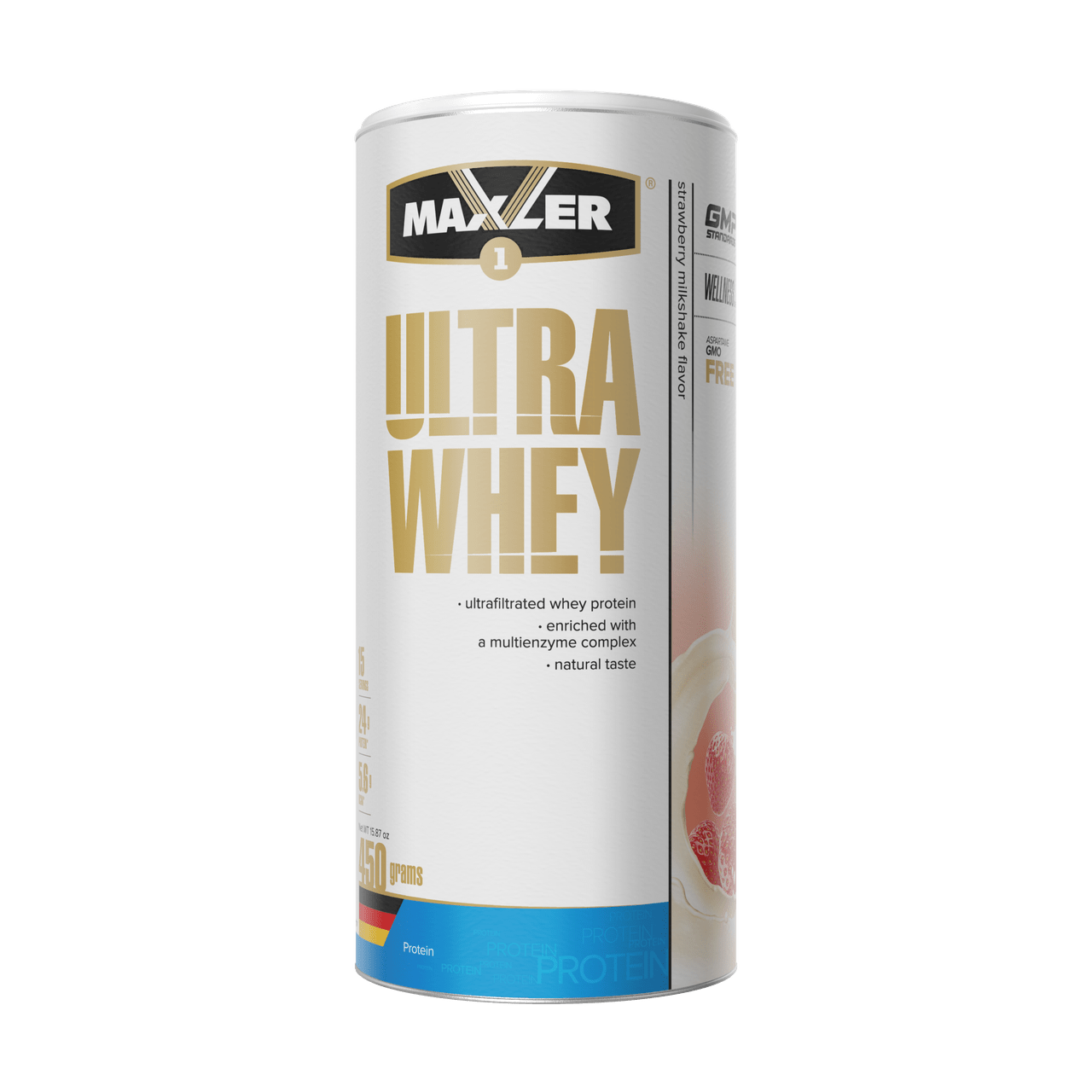 Maxler Ultra Whey 450 г – клубничный милкшейк,  мл, Maxler. Сывороточный протеин. Восстановление Антикатаболические свойства Сухая мышечная масса 
