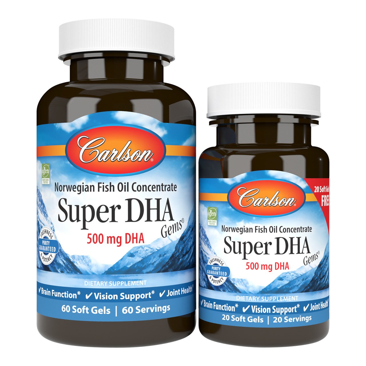 Жирные кислоты Carlson Labs Super DHA Gems 500 mg, 60+20 капсул,  мл, Carlson Labs. Жирные кислоты (Omega). Поддержание здоровья 