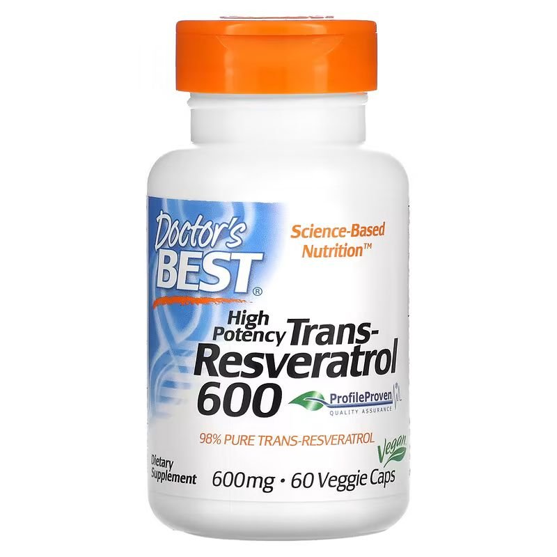 Doctor's BEST Натуральная добавка Doctor's Best Trans-Resveratrol 600 mg, 60 вегакапсул, , 