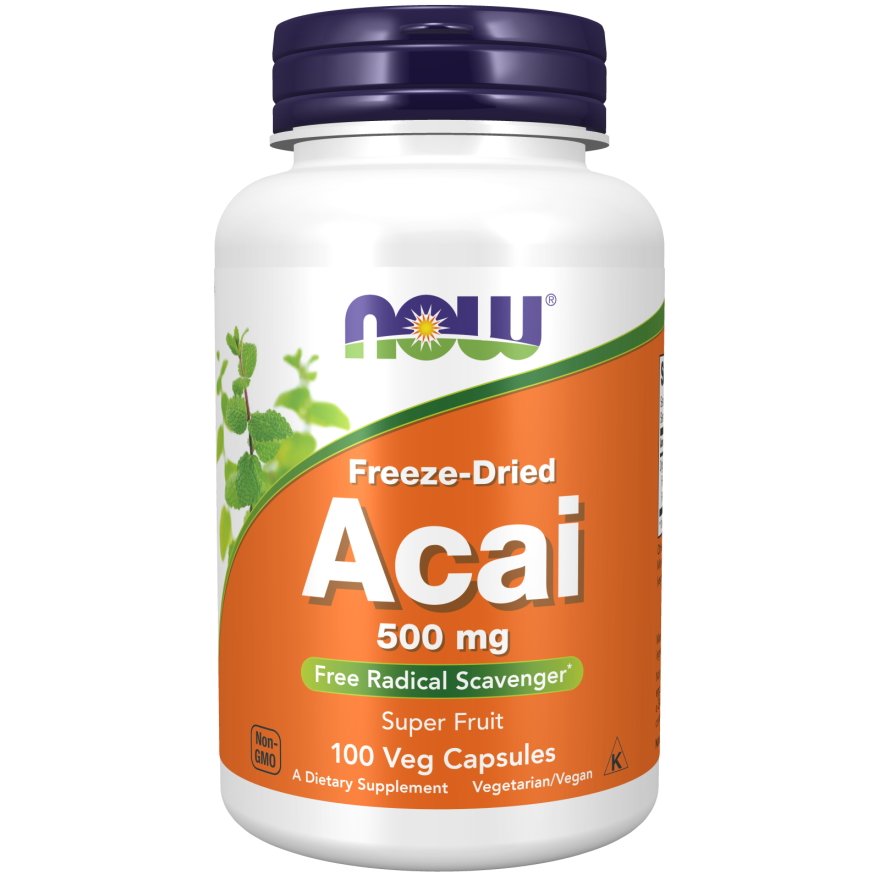 Натуральная добавка NOW Acai 500 mg, 100 капсул,  мл, Now. Hатуральные продукты. Поддержание здоровья 
