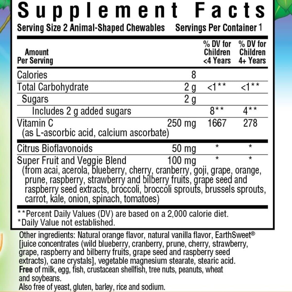 Витамин С для Детей, Вкус Апельсина, Rainforest Animalz, Bluebonnet Nutrition, 2 жевательные конфеты,  мл, Bluebonnet Nutrition. Витамин C