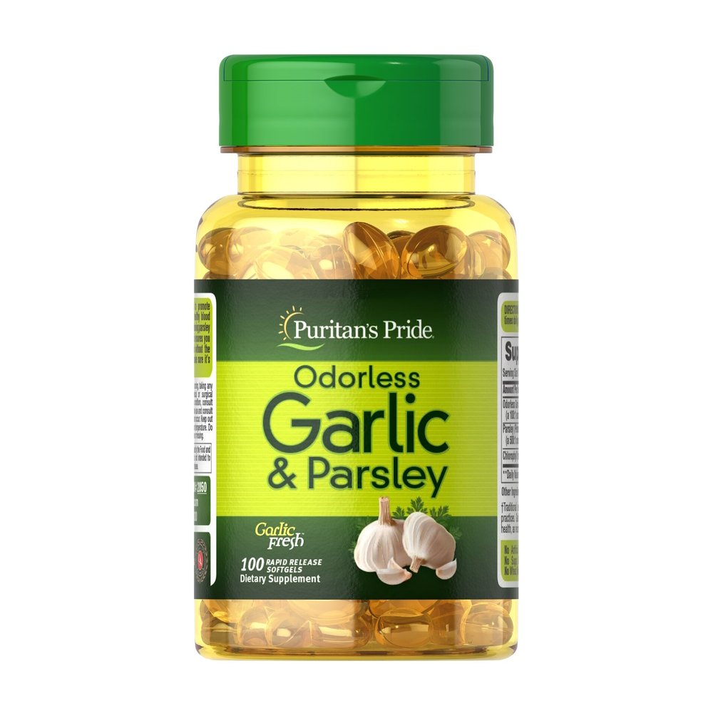 Puritan's Pride Натуральная добавка Puritan's Pride Odorless Garlic &amp; Parsley, 100 капсул, , 