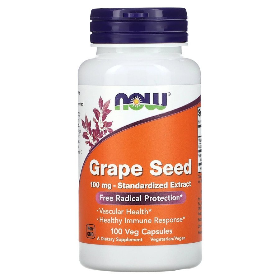 Now Натуральная добавка NOW Grape Seed 100 mg, 100 вегакапсул, , 