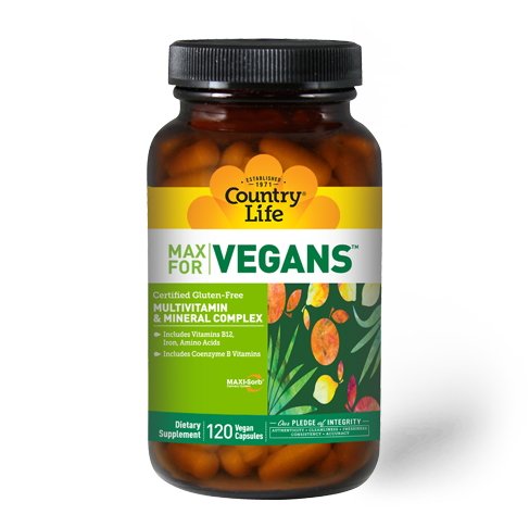 Витамины и минералы Country Life Max for Vegans, 120 вегакапсул,  мл, Country Life. Витамины и минералы. Поддержание здоровья Укрепление иммунитета 
