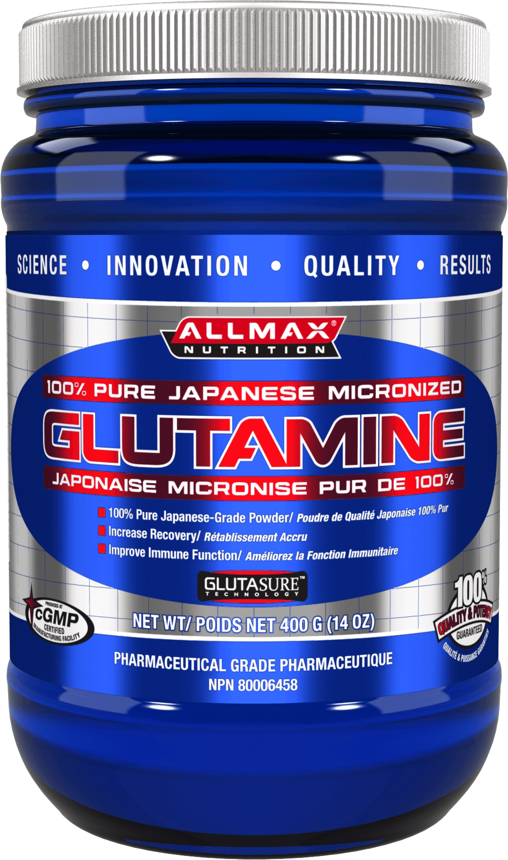 Glutamine, 400 г, AllMax. Глютамин. Набор массы Восстановление Антикатаболические свойства 
