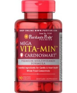Mega Vita-Min Cardiosmart, 90 шт, Puritan's Pride. Витаминно-минеральный комплекс. Поддержание здоровья Укрепление иммунитета 