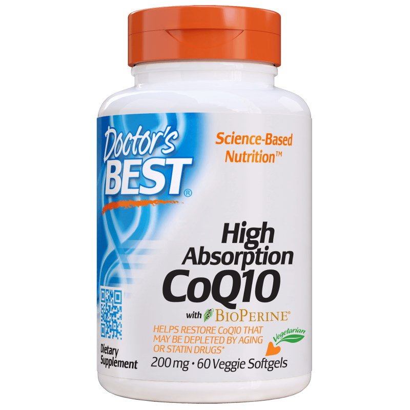 Витамины и минералы Doctor's Best CoQ10 BioPerine 200 mg, 60 гелевых вегакапсул,  ml, Doctor's BEST. Coenzym Q10. General Health Antioxidant properties CVD Prevention Exercise tolerance 