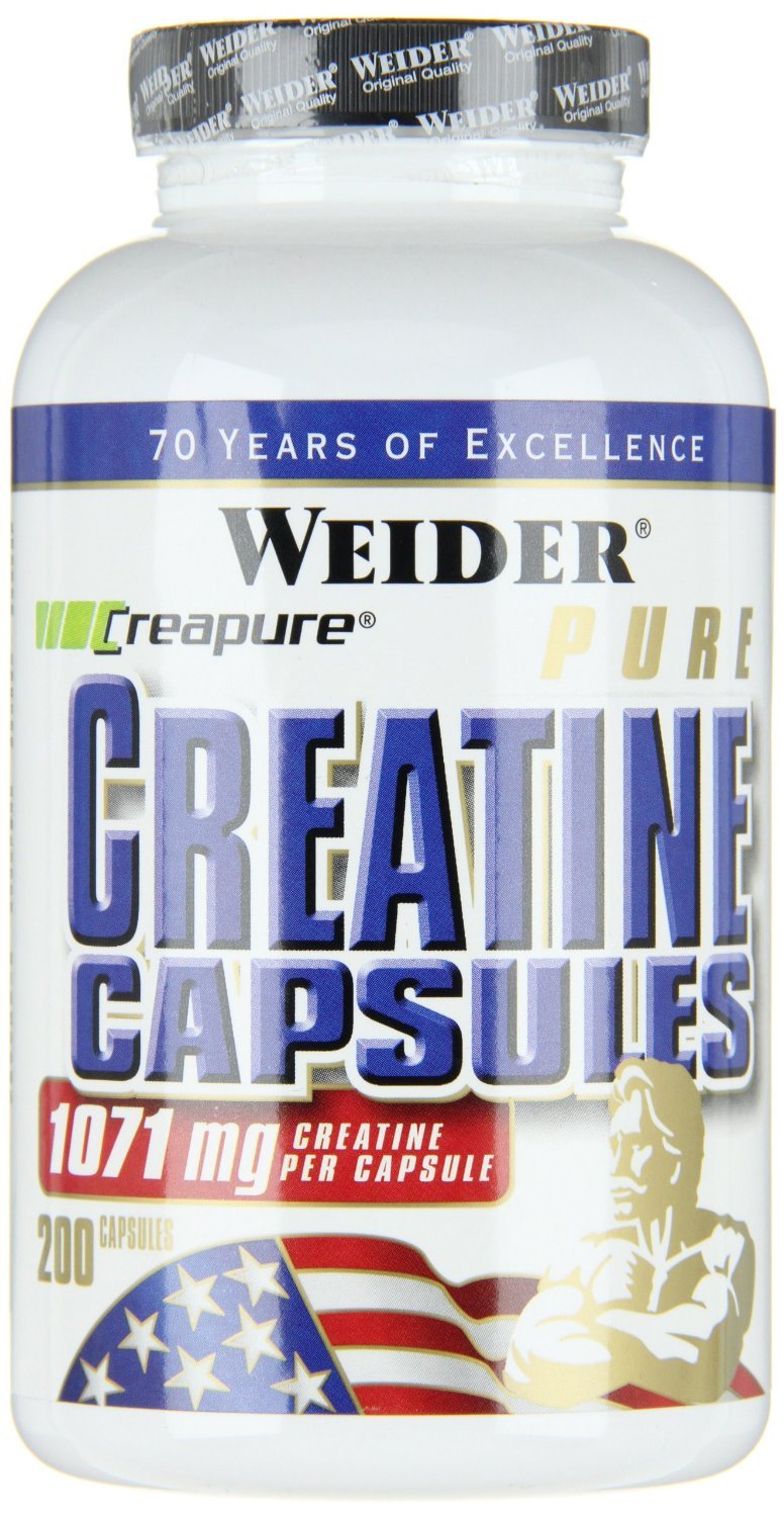 Pure Creatine Capsules, 200 piezas, Weider. Monohidrato de creatina. Mass Gain Energy & Endurance Strength enhancement 