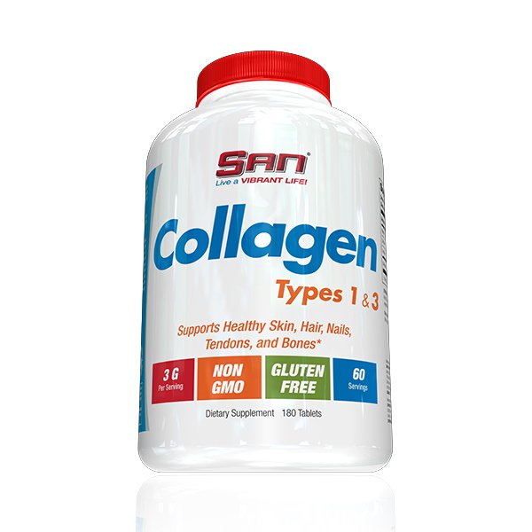 Для суставов и связок SAN Collagen Types 1 and 3, 180 таблеток,  мл, San. Хондропротекторы. Поддержание здоровья Укрепление суставов и связок 