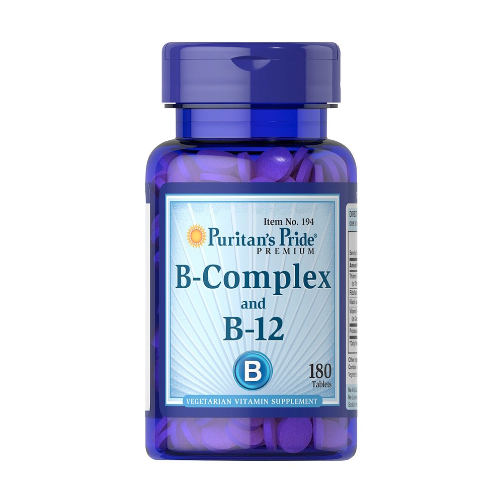 Витамины и минералы Puritan's Pride B-Complex with B-12, 180 таблеток,  мл, Puritan's Pride. Витамины и минералы. Поддержание здоровья Укрепление иммунитета 