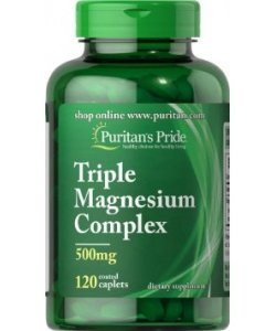 Triple Magnesium Complex 500 mg, 120 шт, Puritan's Pride. Магний Mg. Поддержание здоровья Снижение холестерина Предотвращение утомляемости 