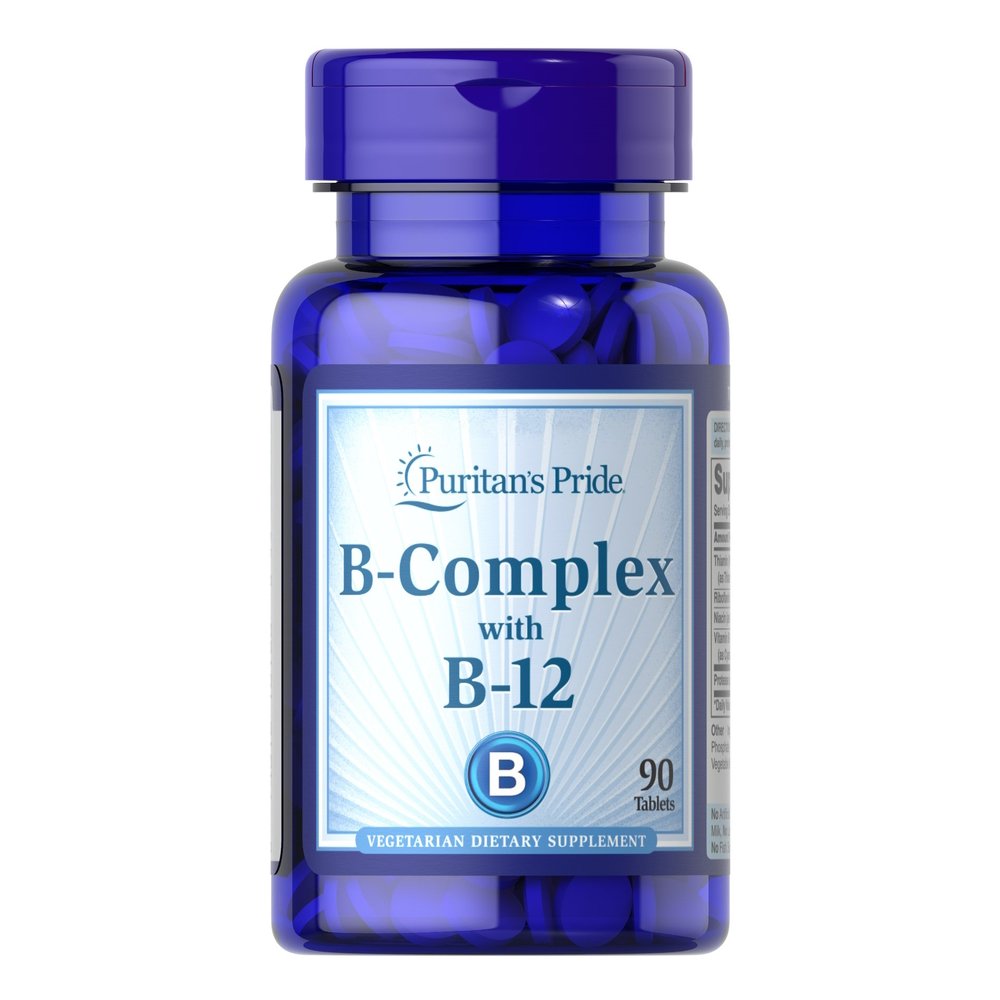 Витамины и минералы Puritan's Pride B-Complex with B-12, 90 таблеток,  мл, Puritan's Pride. Витамины и минералы. Поддержание здоровья Укрепление иммунитета 