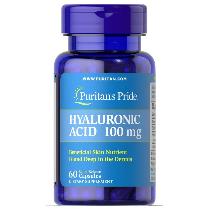 Для суставов и связок Puritan's Pride Hyaluronic Acid 100 mg, 60 капсул,  ml, Puritan's Pride. For joints and ligaments. General Health Ligament and Joint strengthening 
