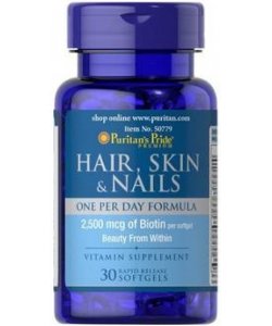 Hair, Skin & Nails, 30 шт, Puritan's Pride. Витаминно-минеральный комплекс. Поддержание здоровья Укрепление иммунитета 