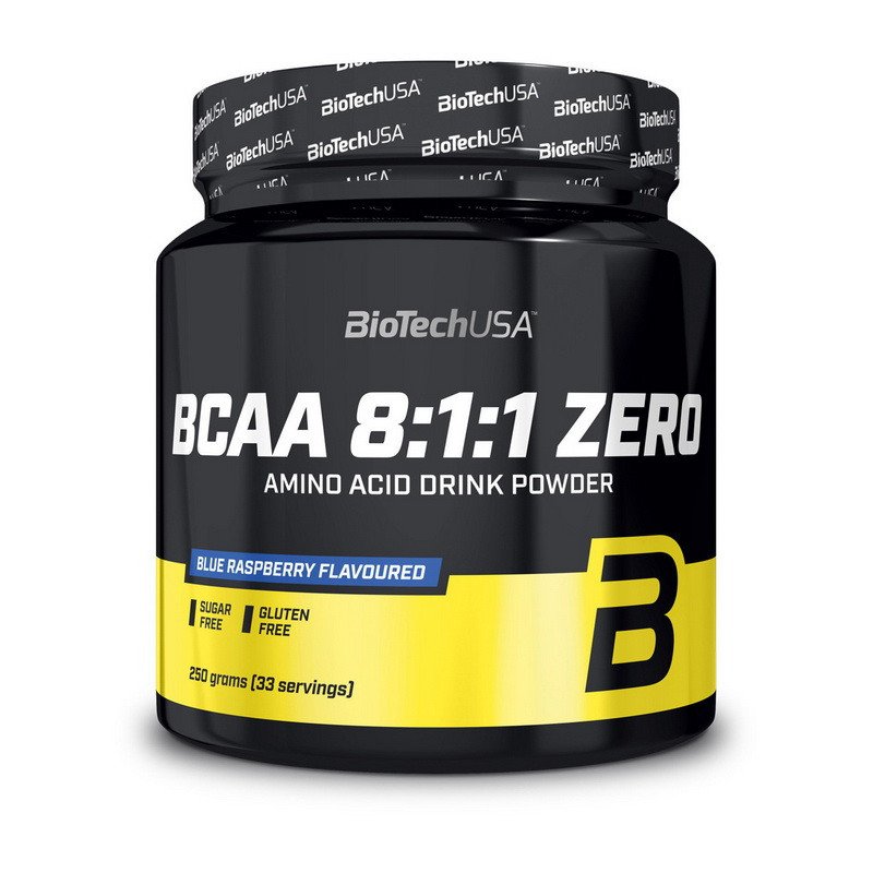 БЦАА Biotech BCAA 8:1:1 ZERO (250 г) биотеч зеро blue raspberry,  мл, BioTech. BCAA. Снижение веса Восстановление Антикатаболические свойства Сухая мышечная масса 